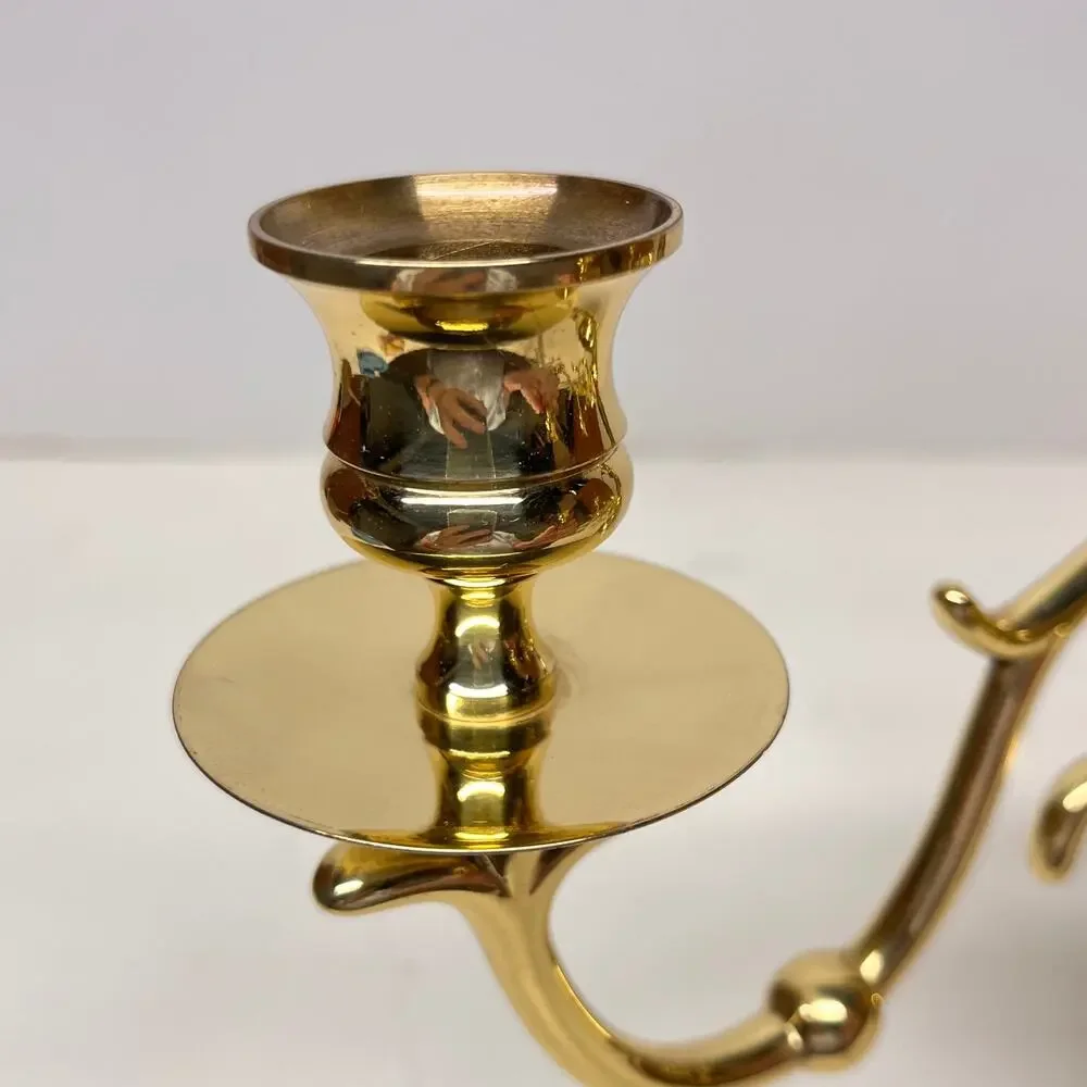 Three Arm Solid Brass Candle Holder Wall Sconce